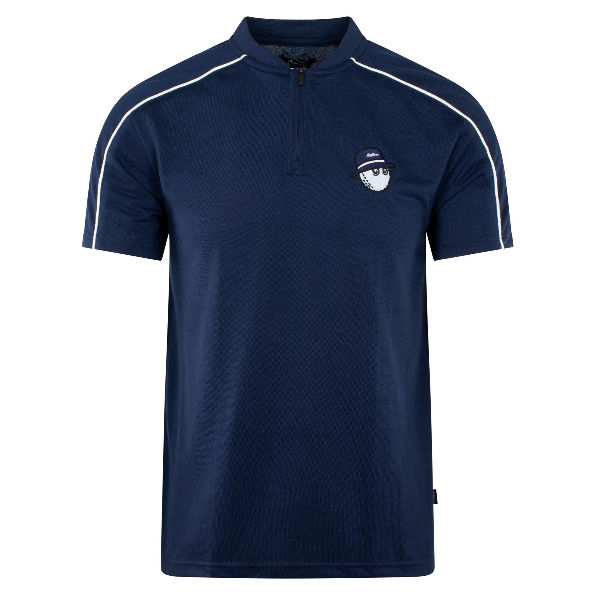 Malbon Golf Cooper Bucket Blade Collar Polo Shirt Navy